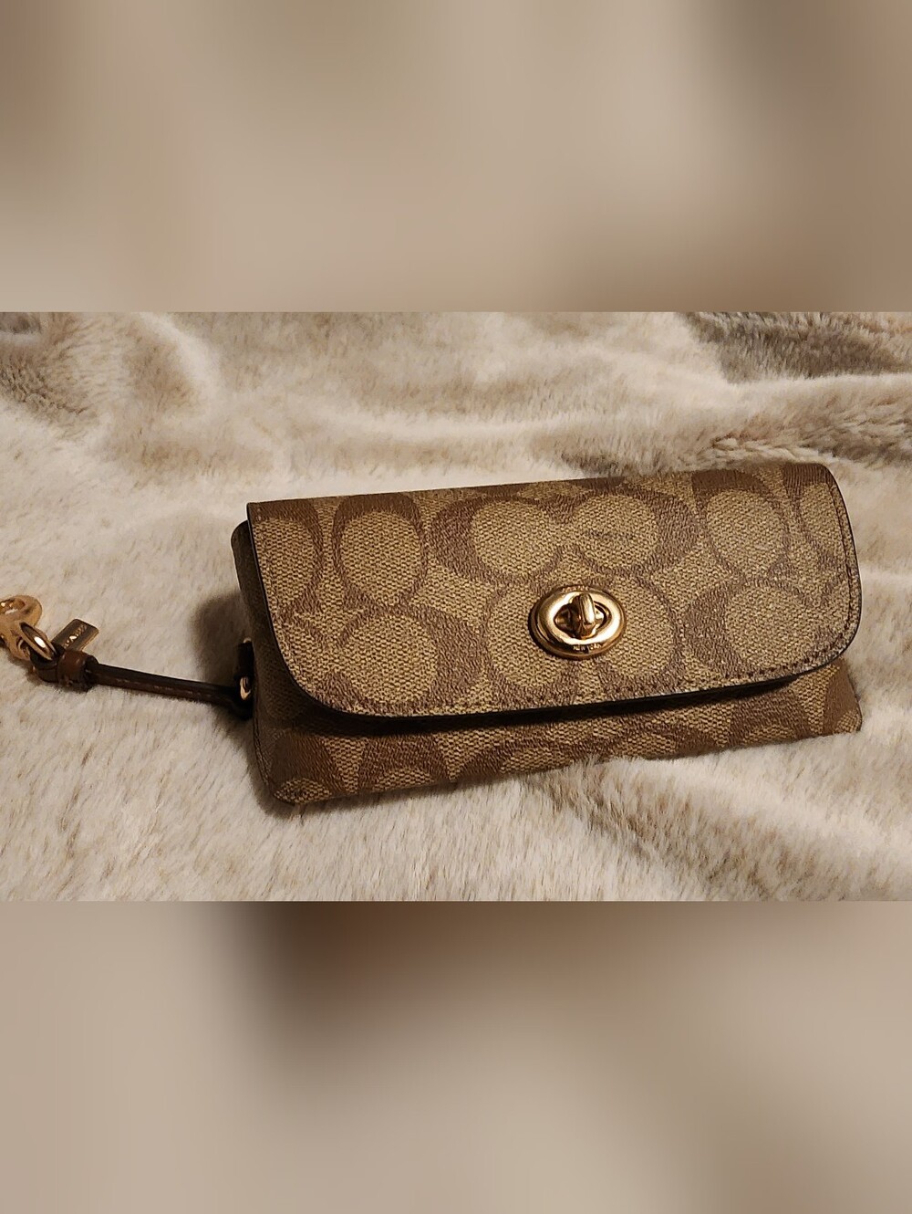 Coach Signature Canvas Turnlock Crossbody Sunglass Case - Brown